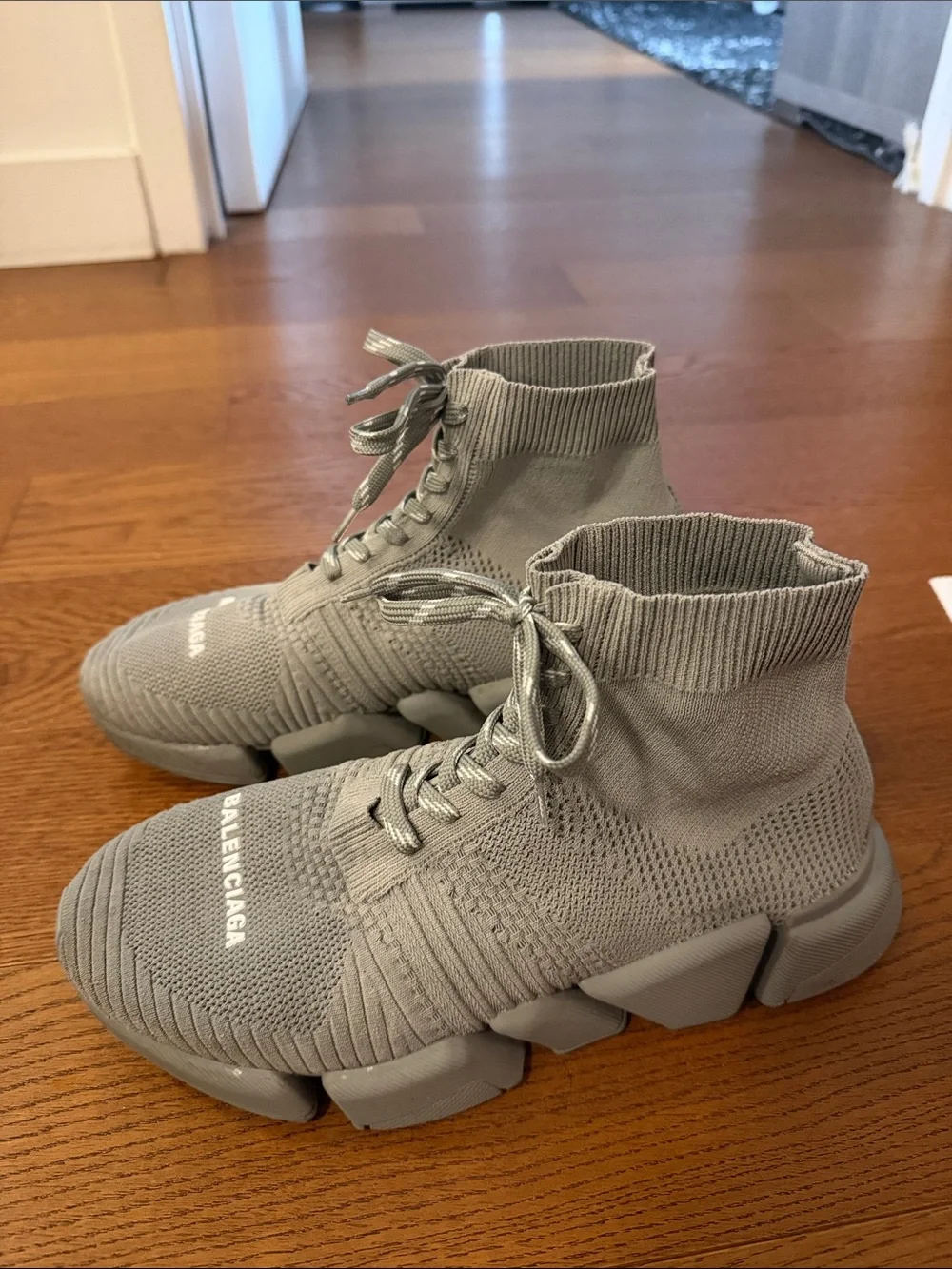 Balenciaga Grey Knit High-Top Sneakers